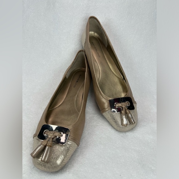 Bandolino Shoes - Bandolino gold patchwork flats with tassels